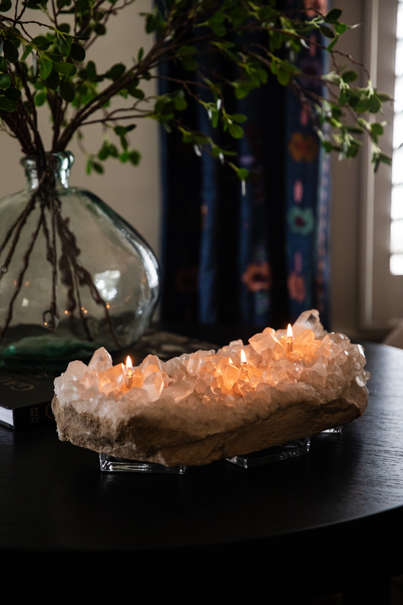 Crystal Quartz Cluster Oil Candle Centerpiece (3 Wicks)