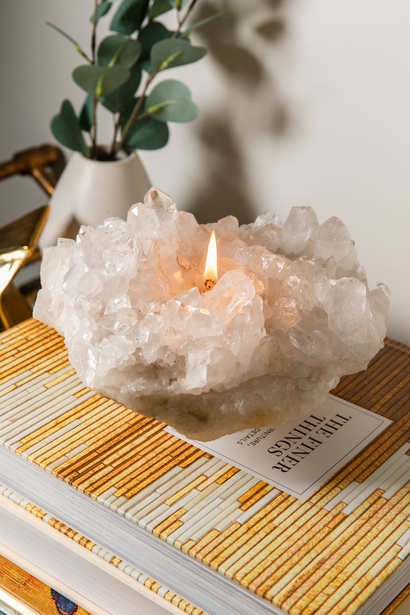 Crystal Quartz Cluster Oil Candle