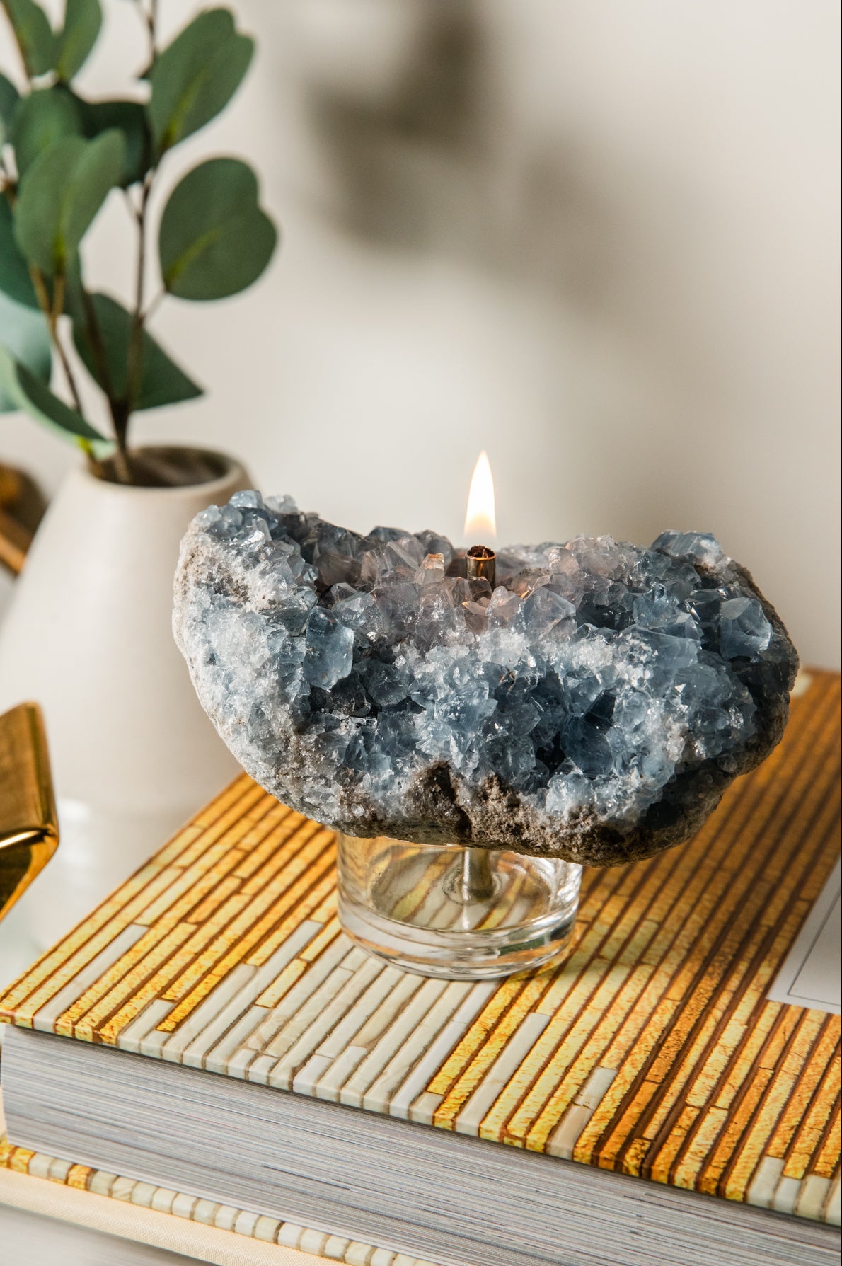 Celestite Cluster Oil Candle