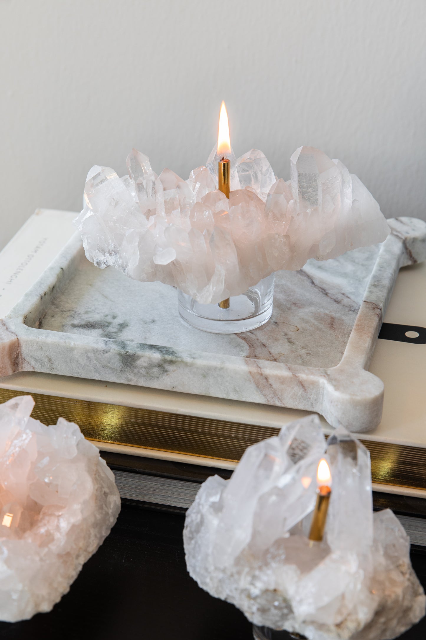 Crystal Quartz Cluster Oil Candle
