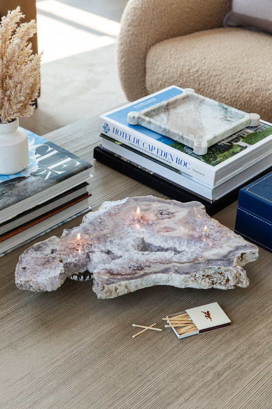 Pink Amethyst Oil Candle Centerpiece (3 Wicks)