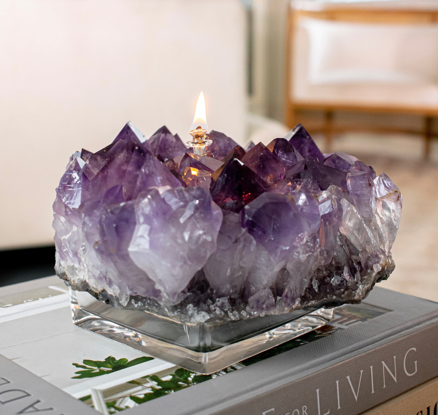 Amethyst Cluster Oil Candle