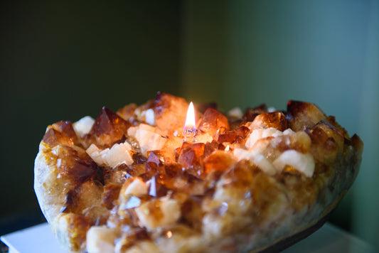 Citrine & Calcite Cluster Oil Candle