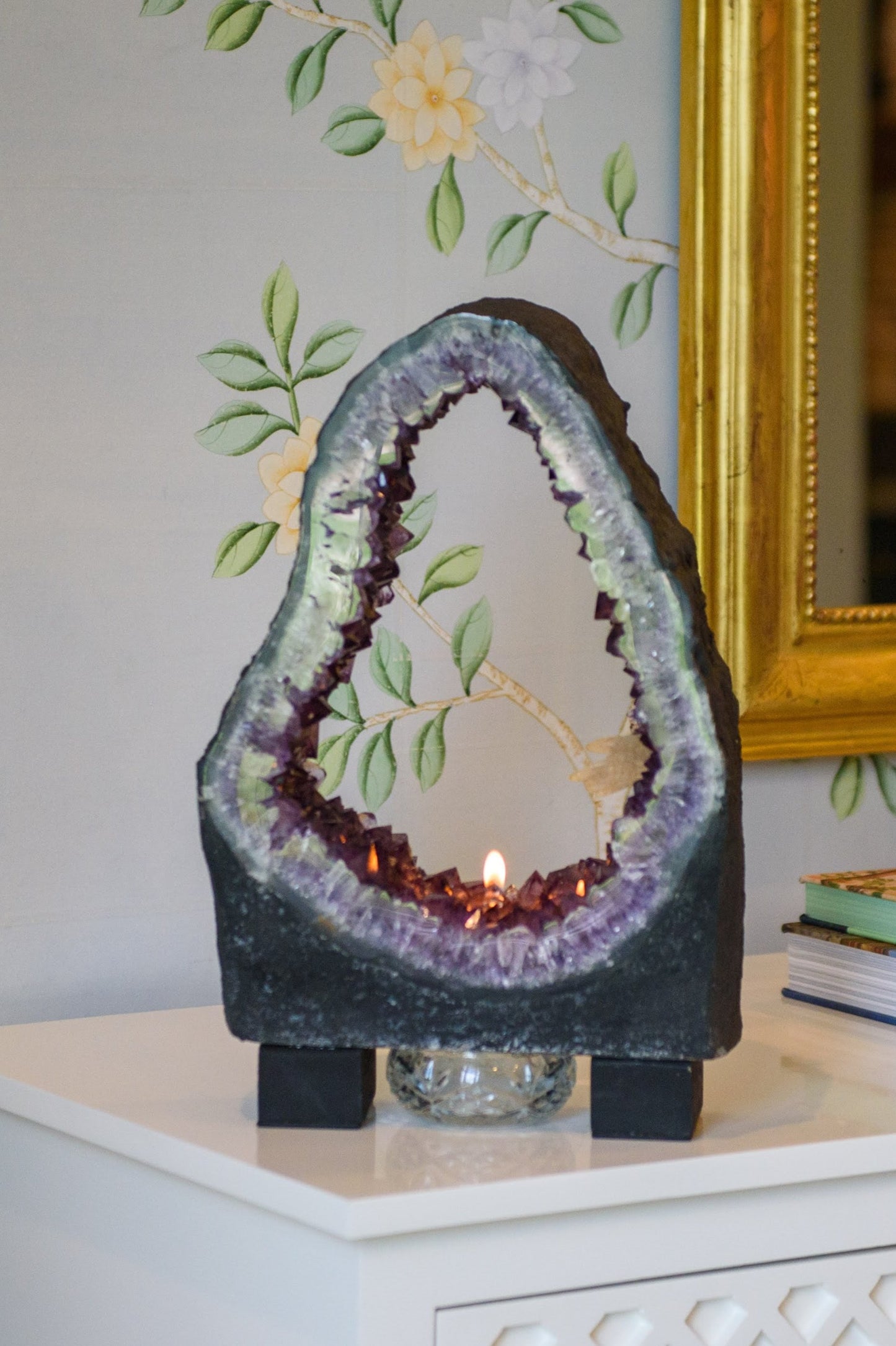 Amethyst With Calcite Cathedral Oil Candle