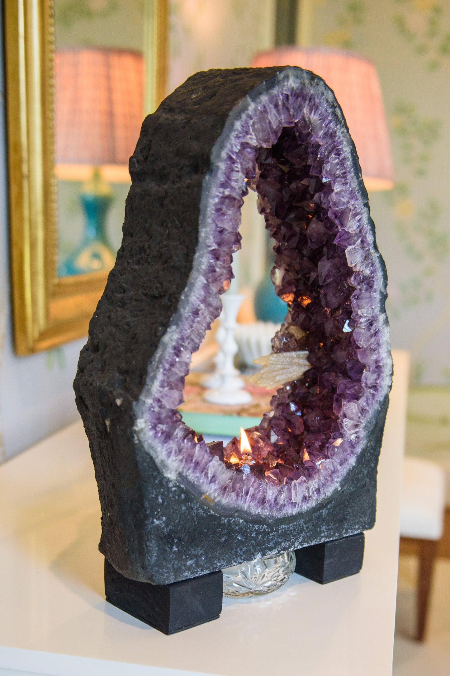 Amethyst With Calcite Cathedral Oil Candle