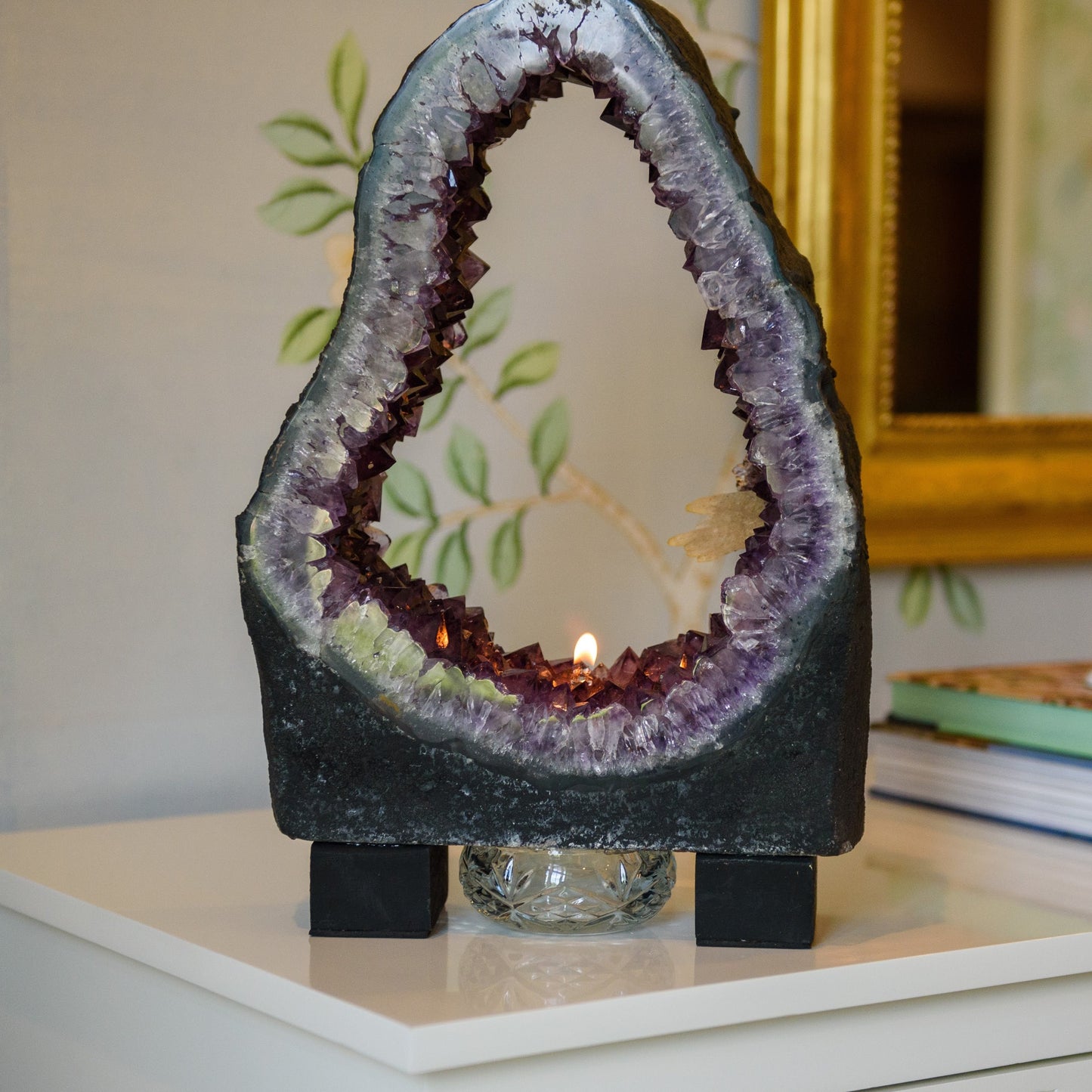 Amethyst With Calcite Cathedral Oil Candle