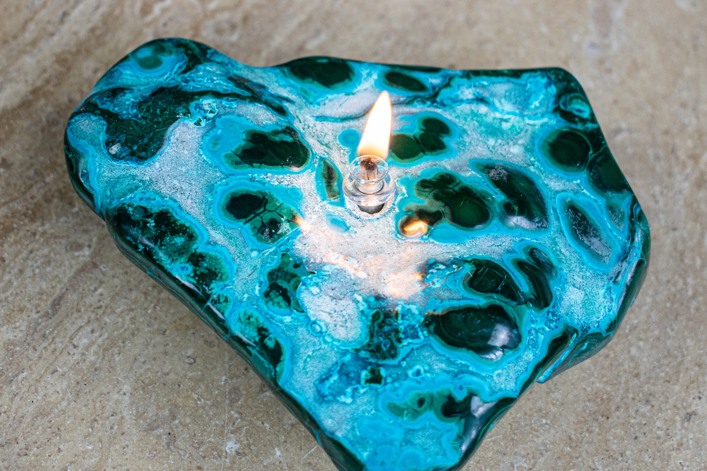 Malachite With Crysocolla Oil Candle