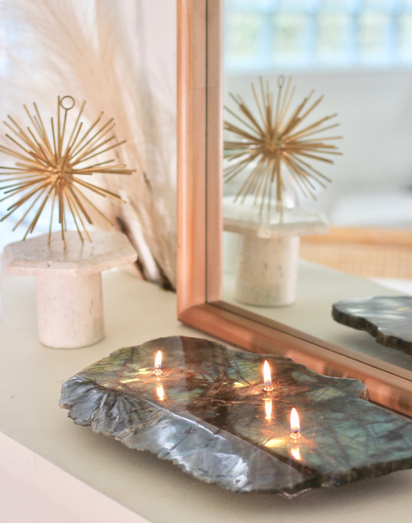 Labradorite With Flash Slab Oil Candle