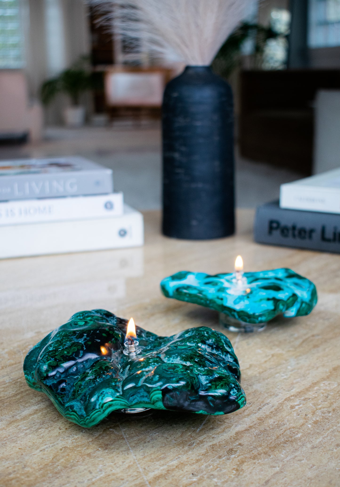 Malachite With Crysocolla Oil Candle