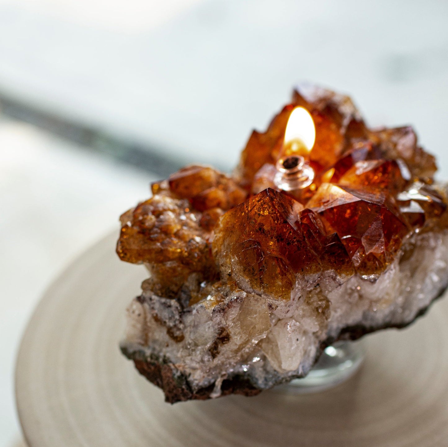 Citrine Cluster Oil Candle