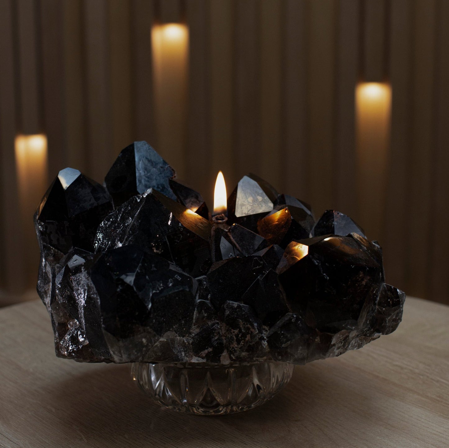 Smoky Quartz Cluster Oil Candle