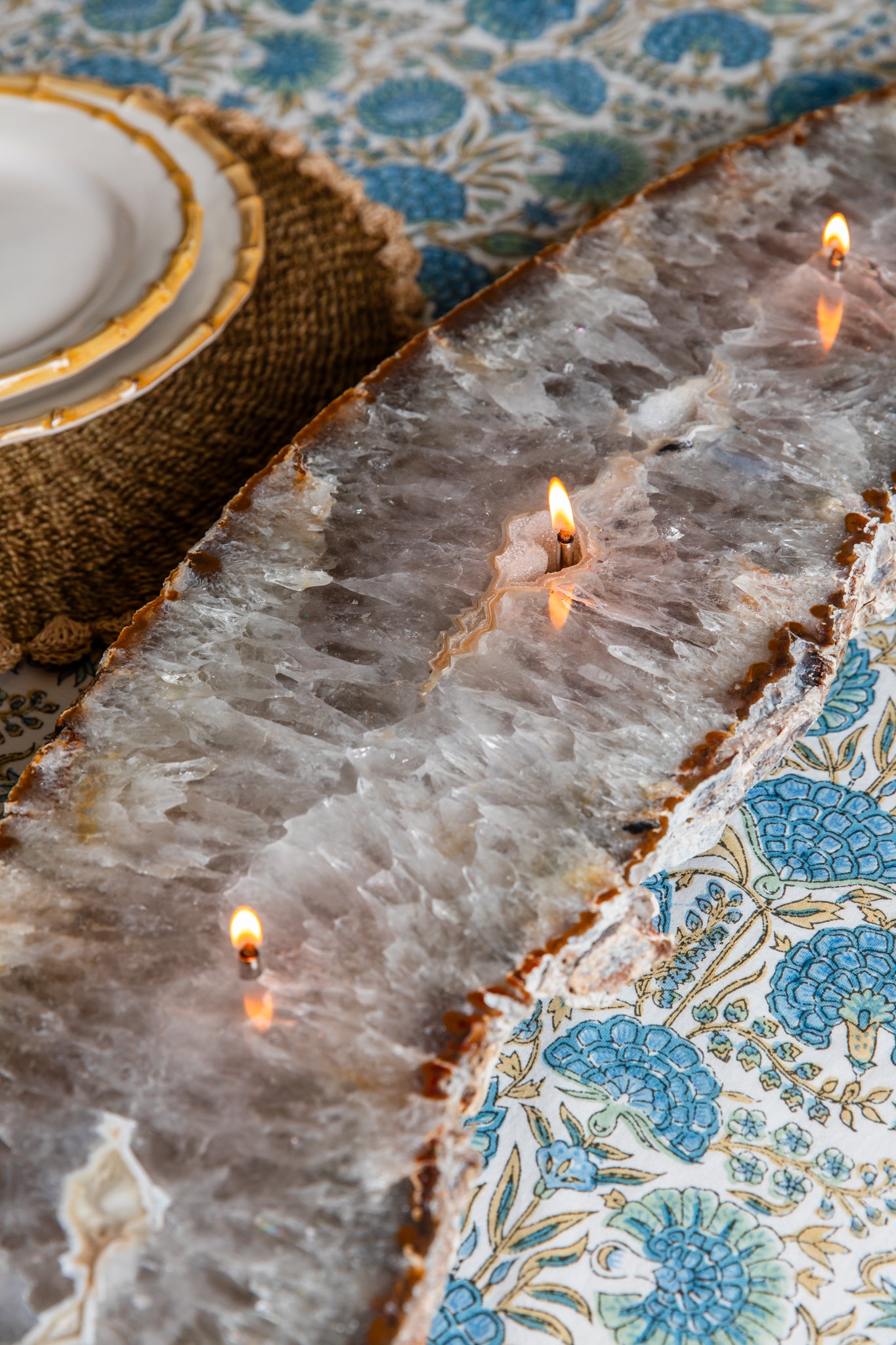 Agate Platter Centerpiece Oil Candle