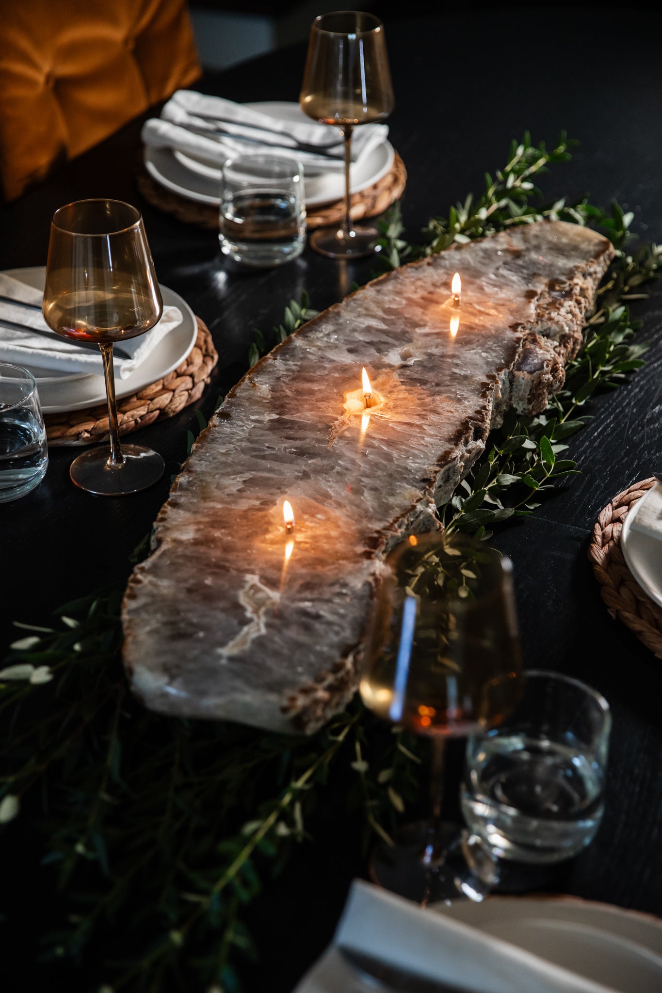 Agate Platter Centerpiece Oil Candle