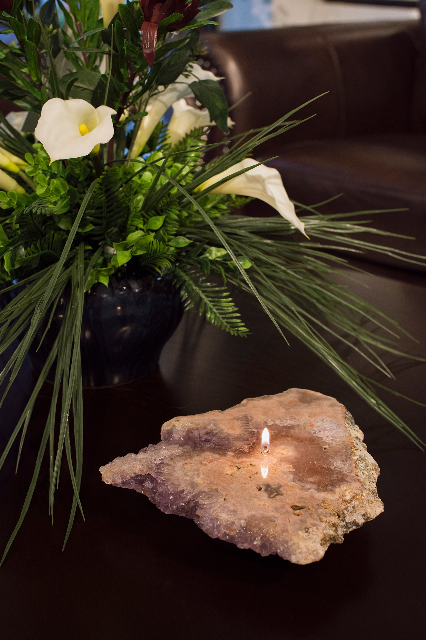 Pink Amethyst Slab Oil Candle