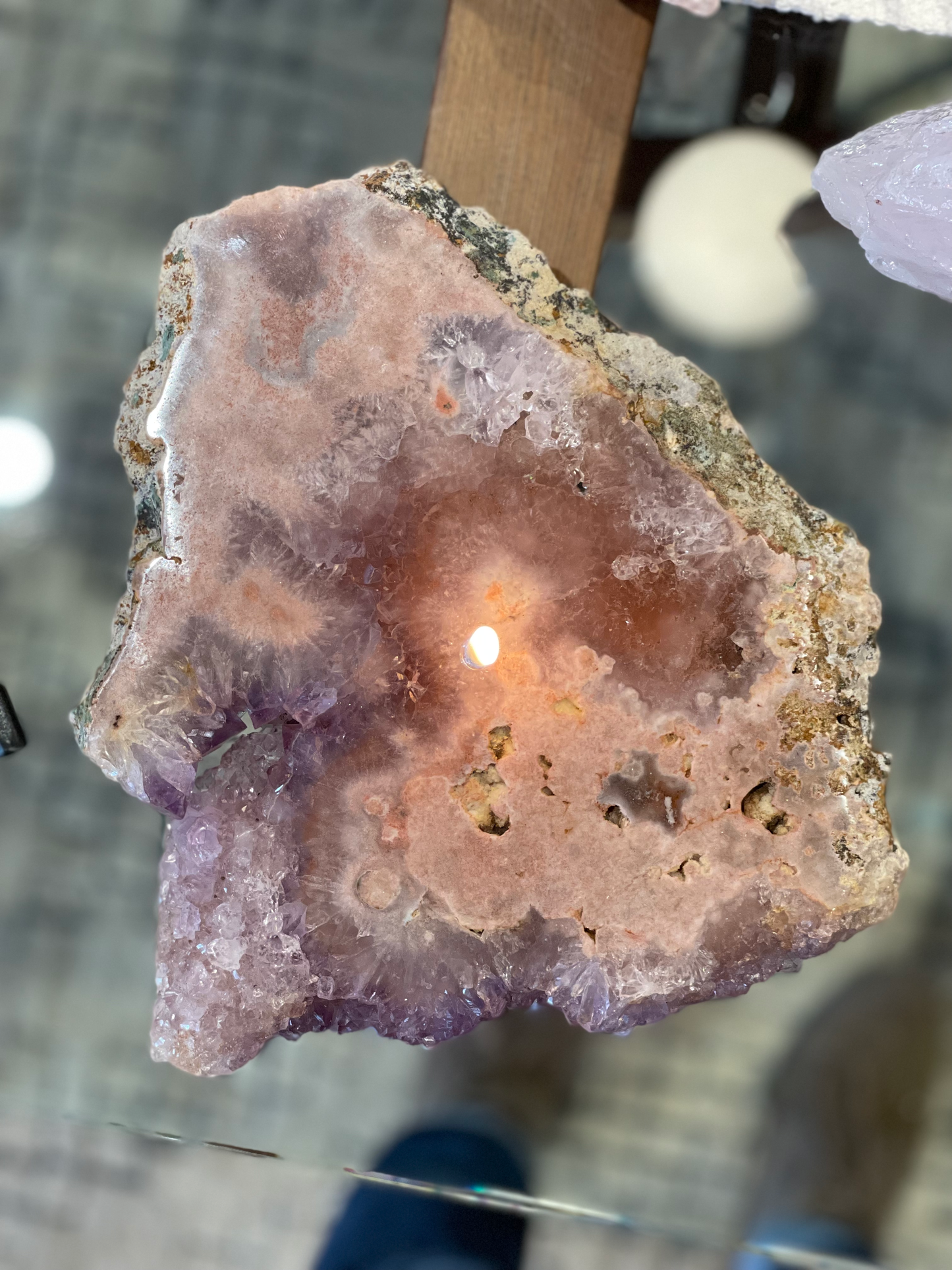 Pink Amethyst Slab Oil Candle
