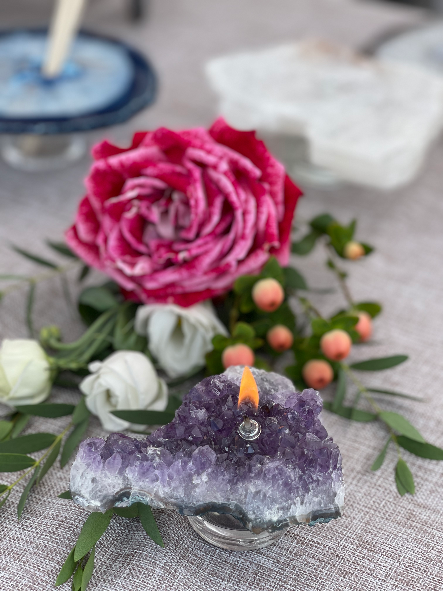 Amethyst Cluster Oil Candle