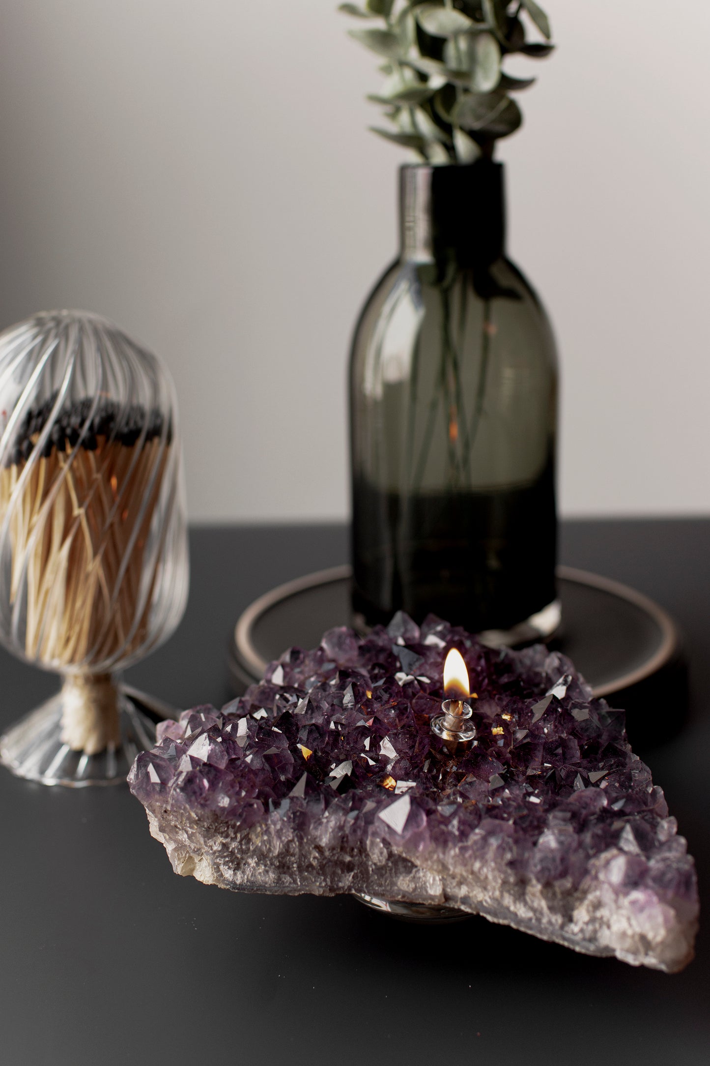 Amethyst Dark Cluster Oil Candle