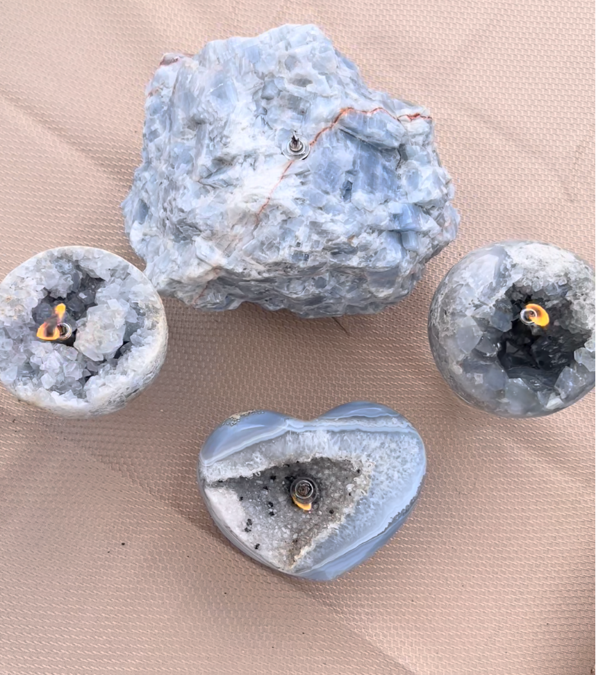 Celestite Sphere Oil Candle