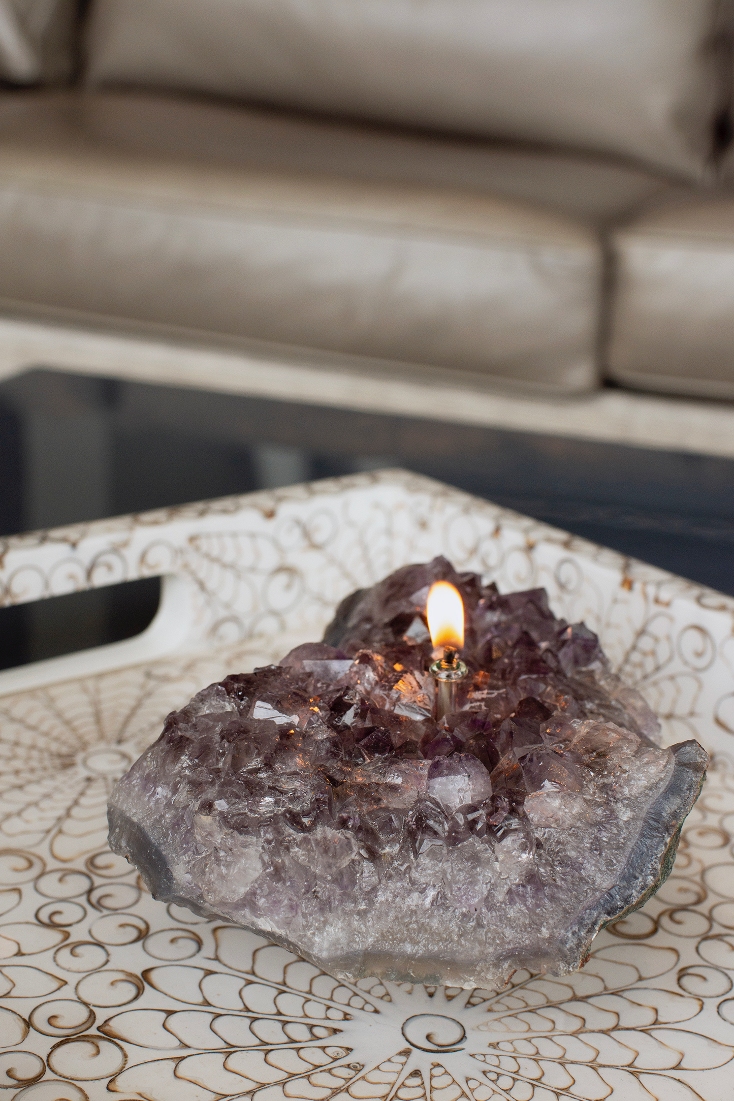Amethyst Dark Cluster Oil Candle