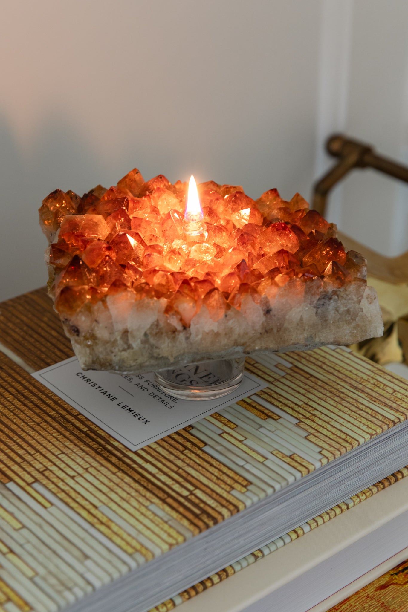 Citrine Cluster Oil Candle