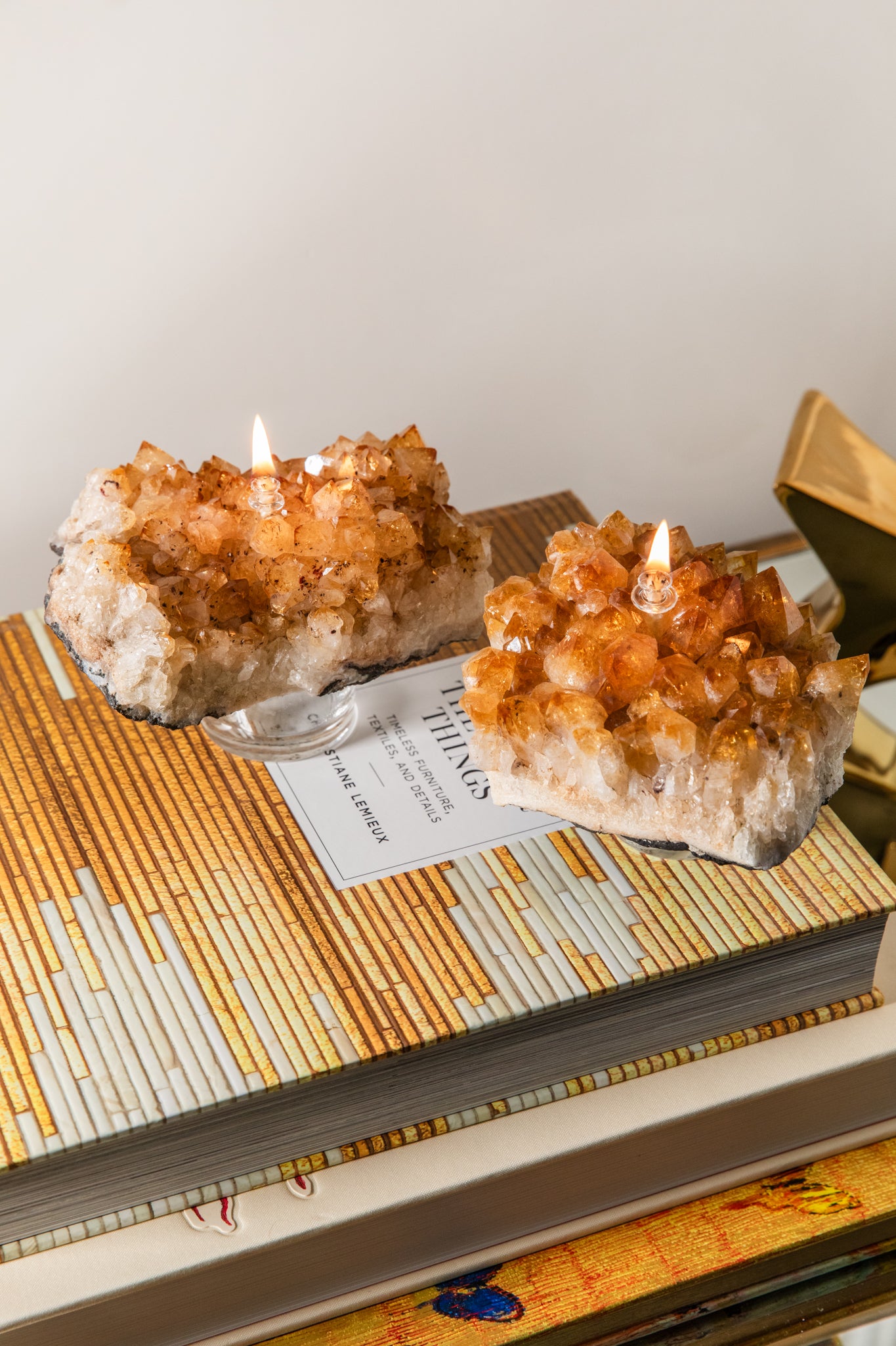 Citrine Cluster Oil Candle