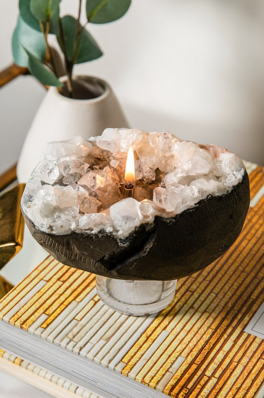 Apophyllite and Stilbite Cluster Oil Candle