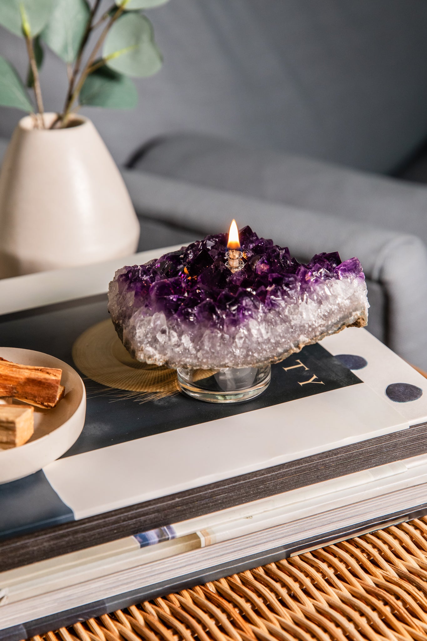 Amethyst Cluster Oil Candle