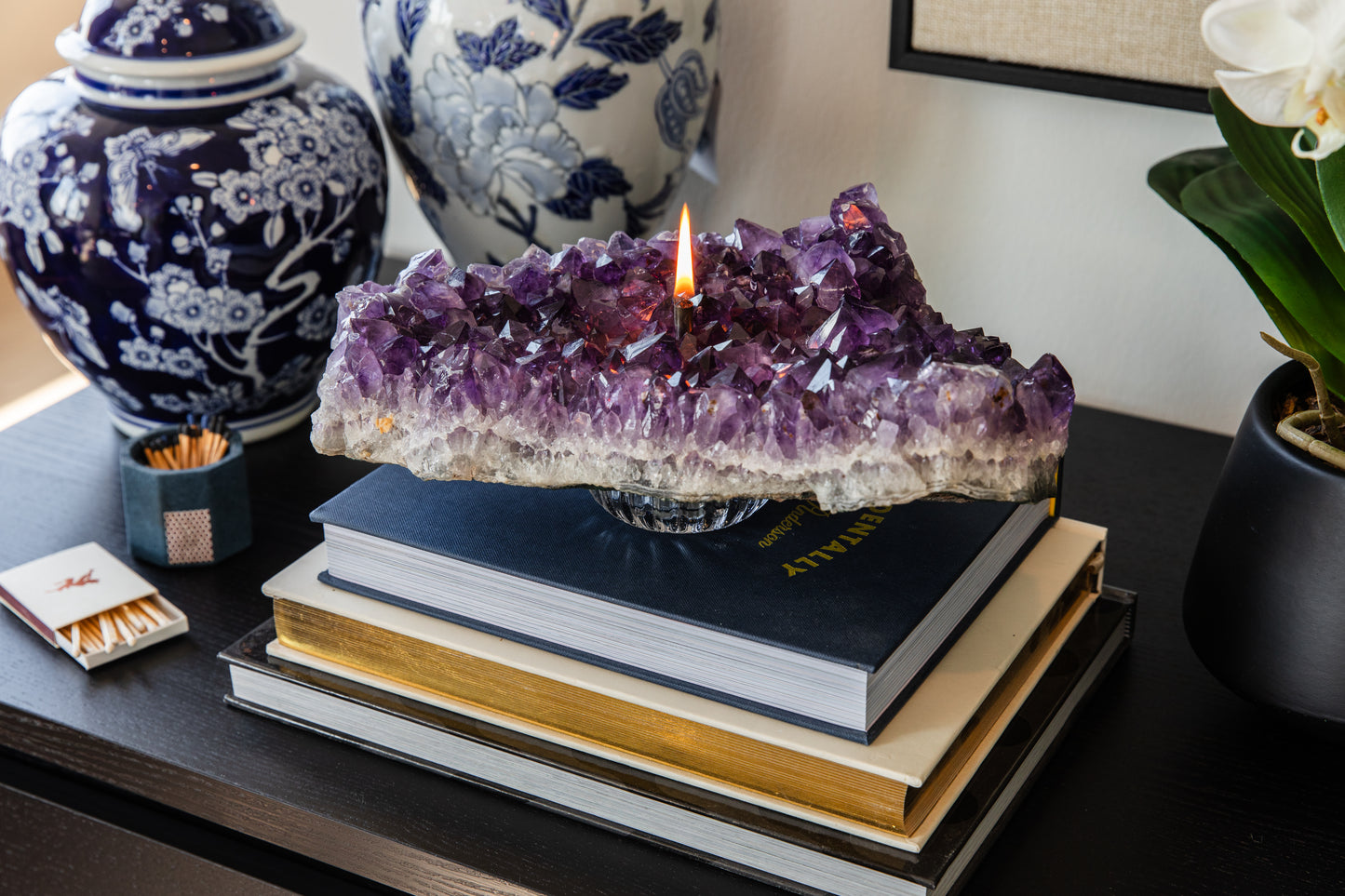 Amethyst Cluster Oil Candle