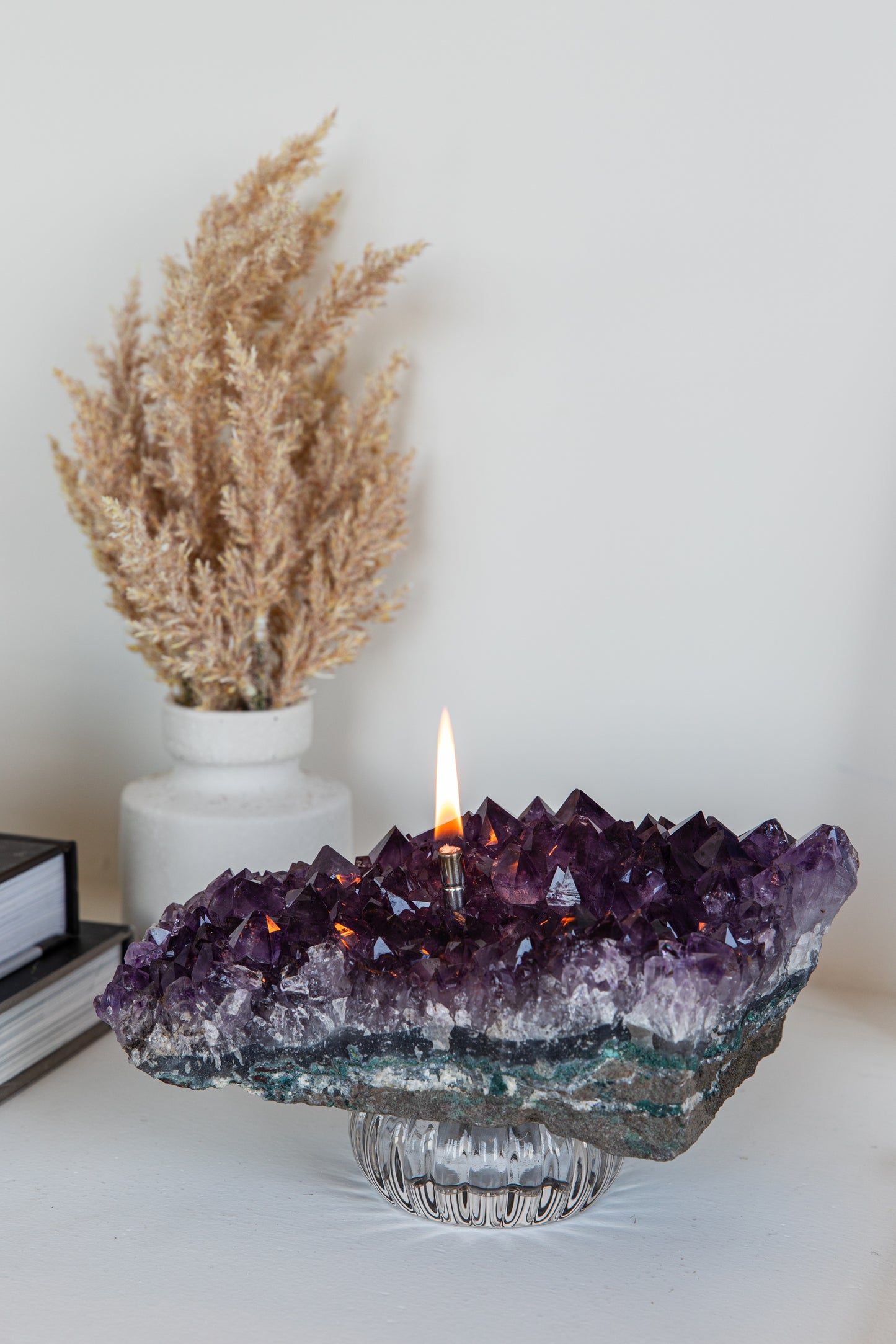 Amethyst Cluster Oil Candle