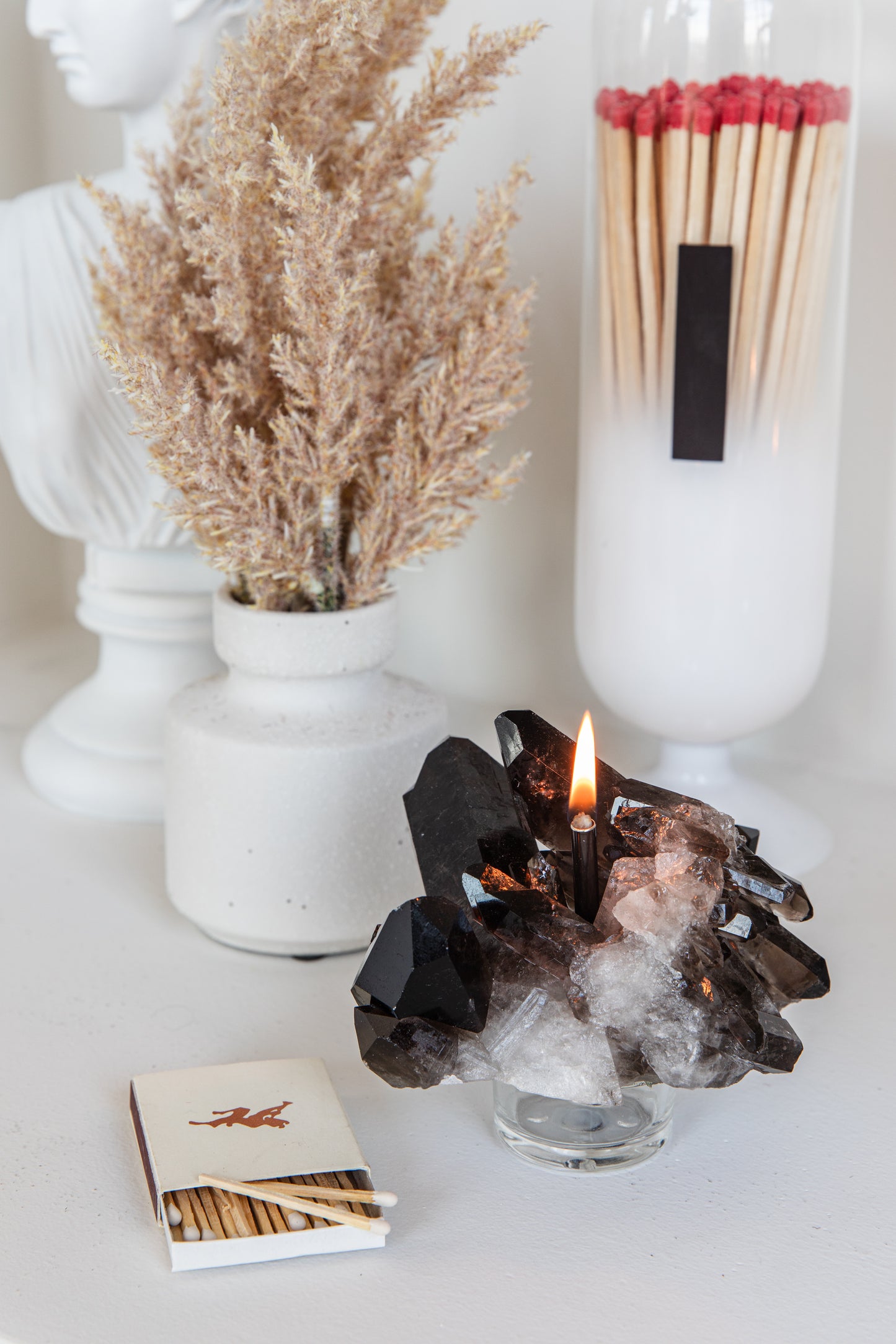 Smoky Quartz Cluster Oil Candle