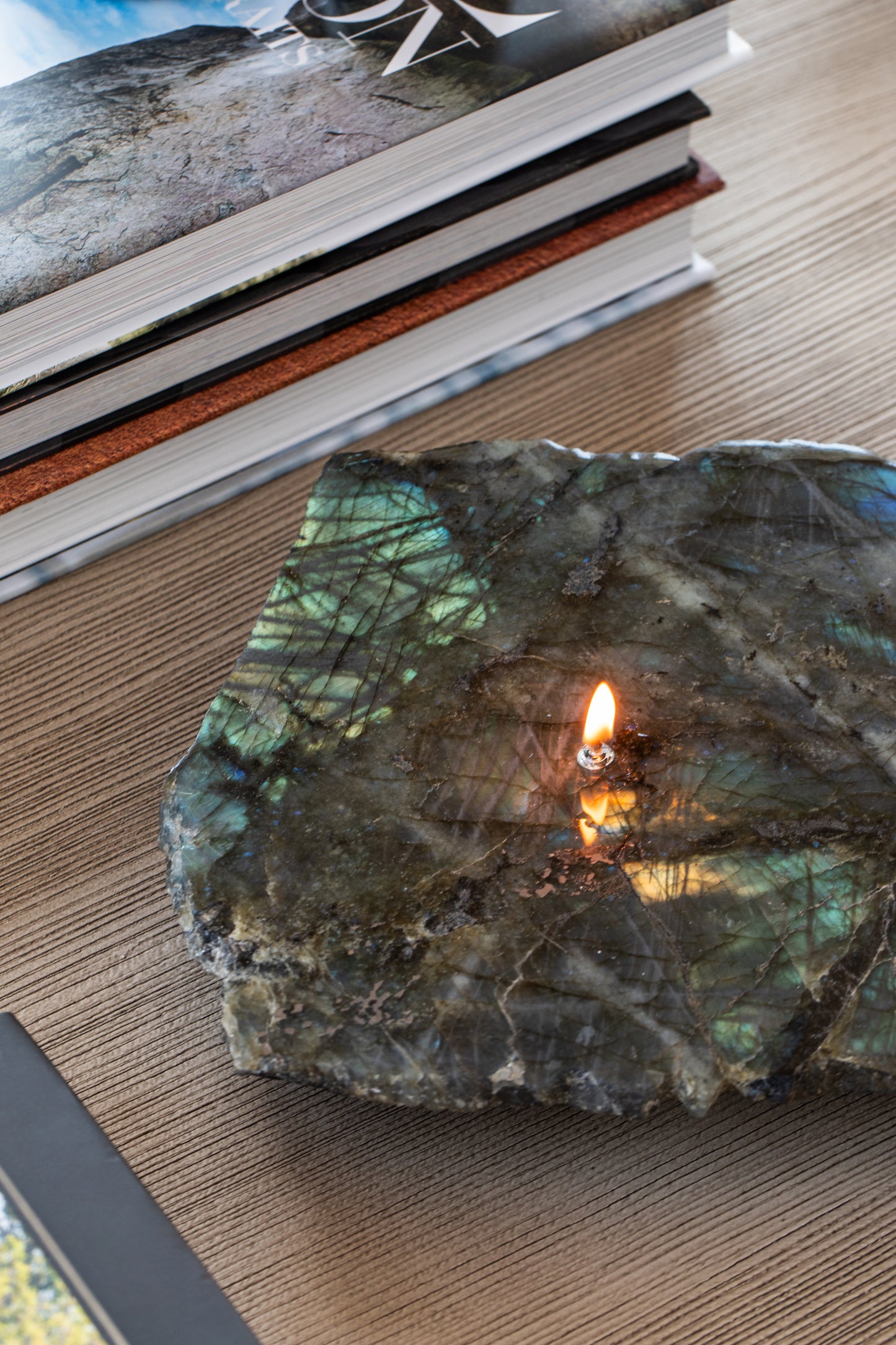 Labradorite With Flash Slab Oil Candle
