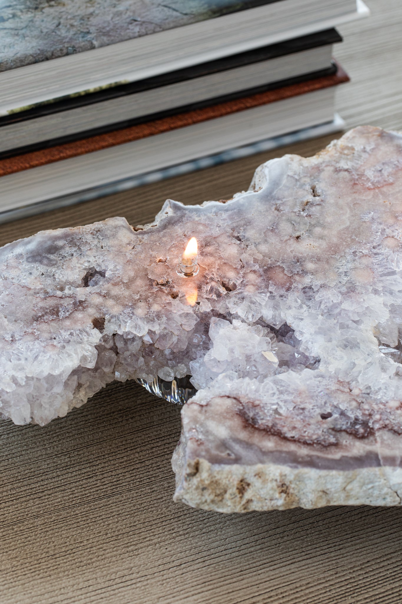 Pink Amethyst Oil Candle Centerpiece (3 Wicks)