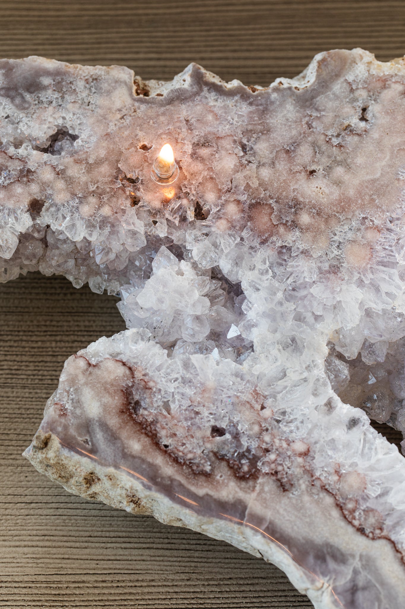 Pink Amethyst Oil Candle Centerpiece (3 Wicks)