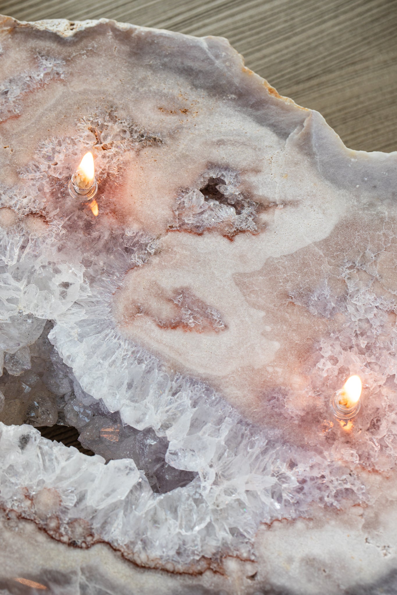 Pink Amethyst Oil Candle Centerpiece (3 Wicks)