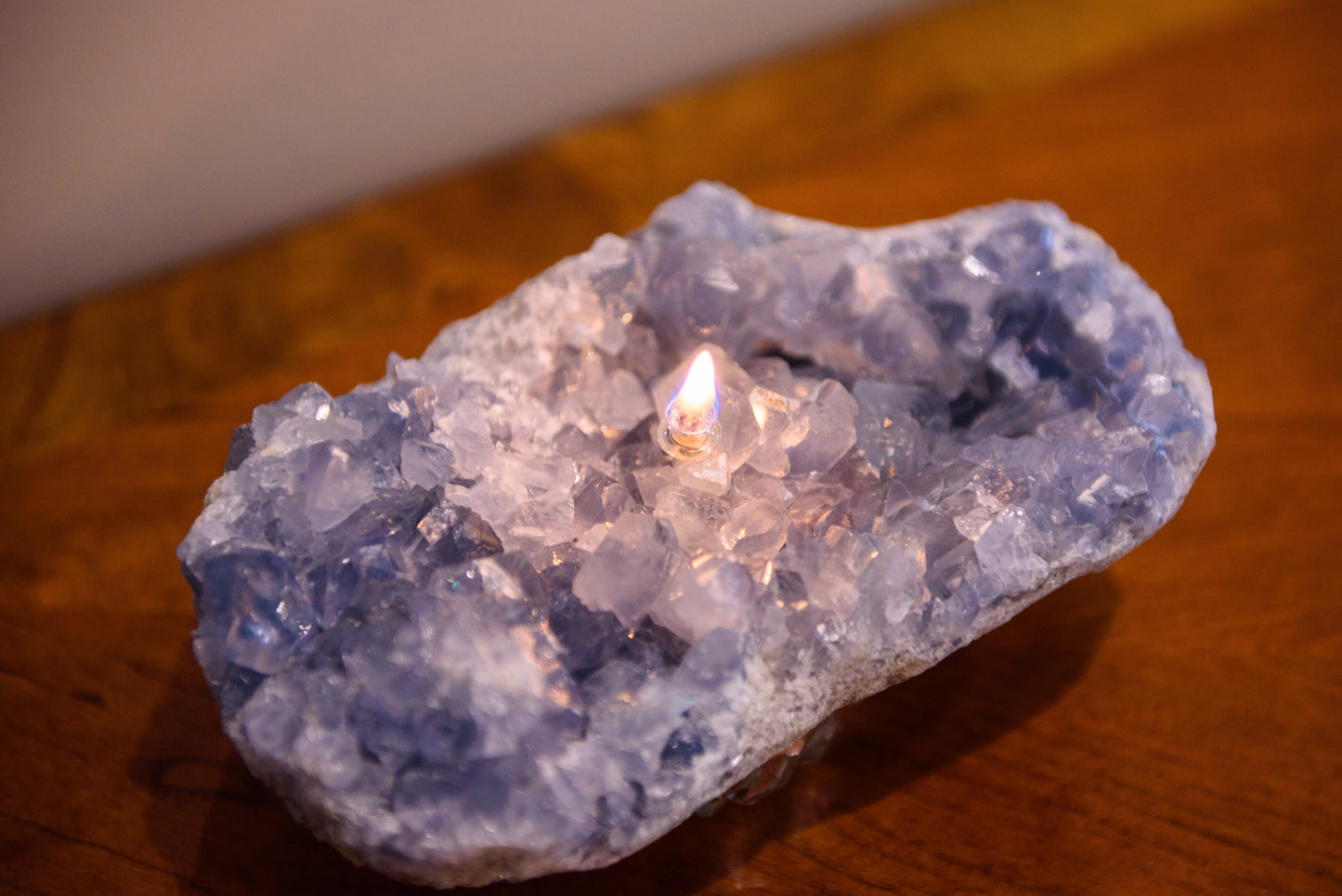 Celestite Cluster Oil Candle