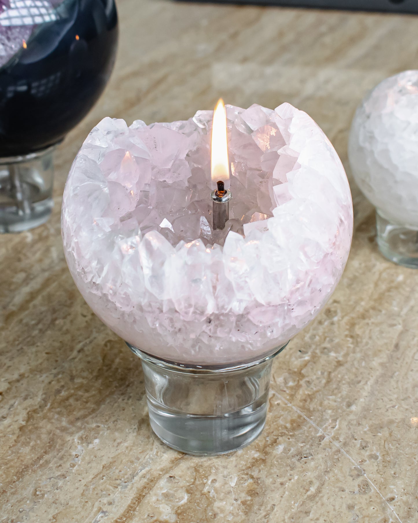Quartz Sphere Oil Candle