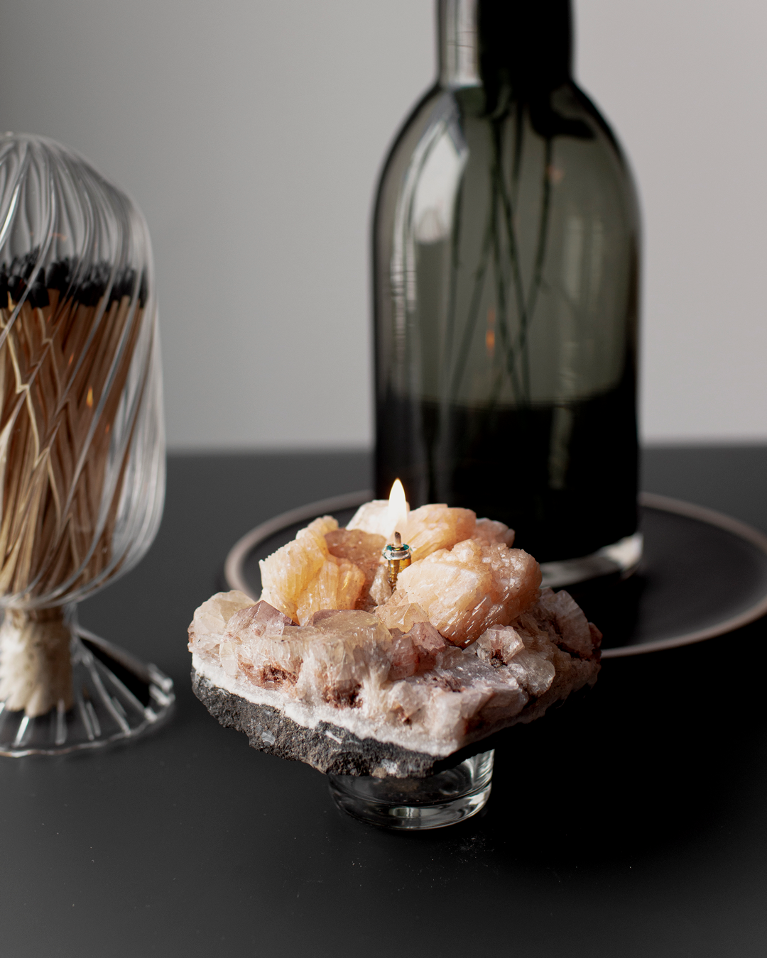 Apophyllite and Stilbite Cluster Oil Candle