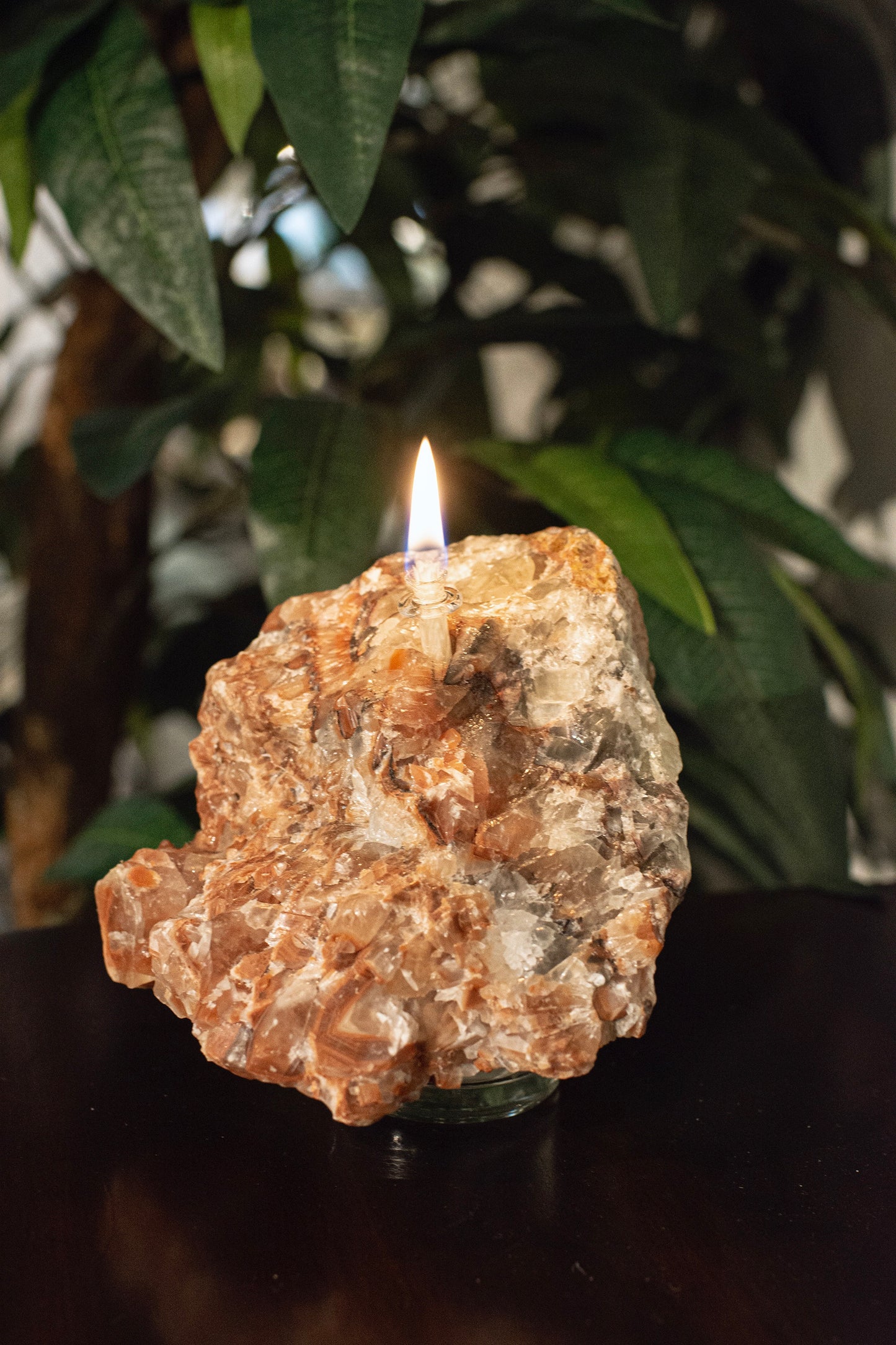 Red Calcite Raw Oil Candle
