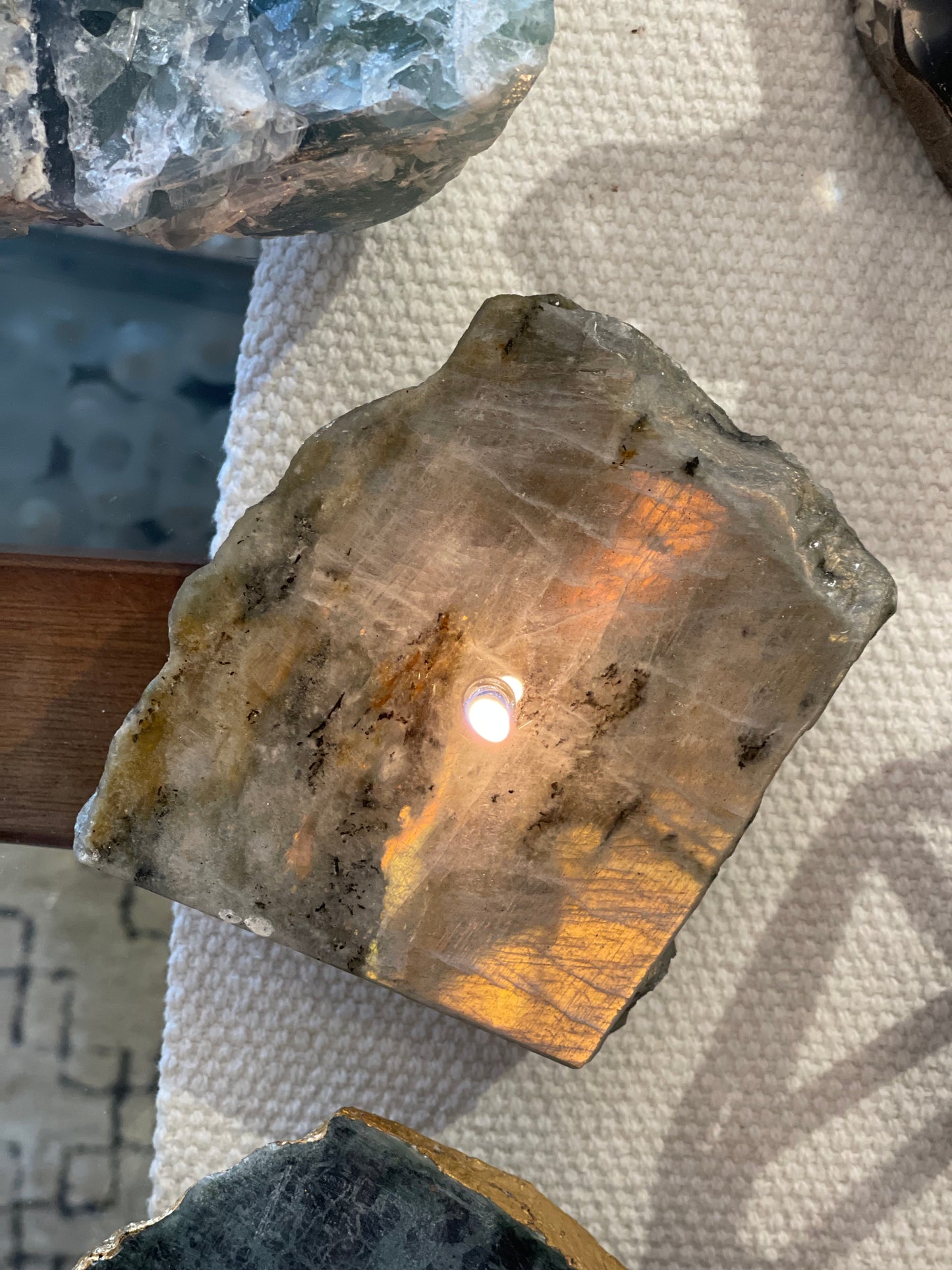 Fire Labradorite Slab Oil Candle