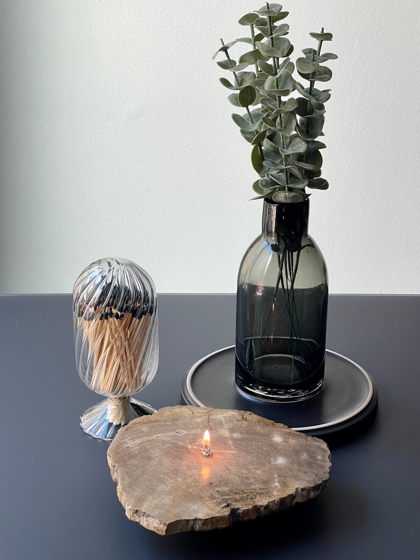 Petrified Wood Slab Oil Candle