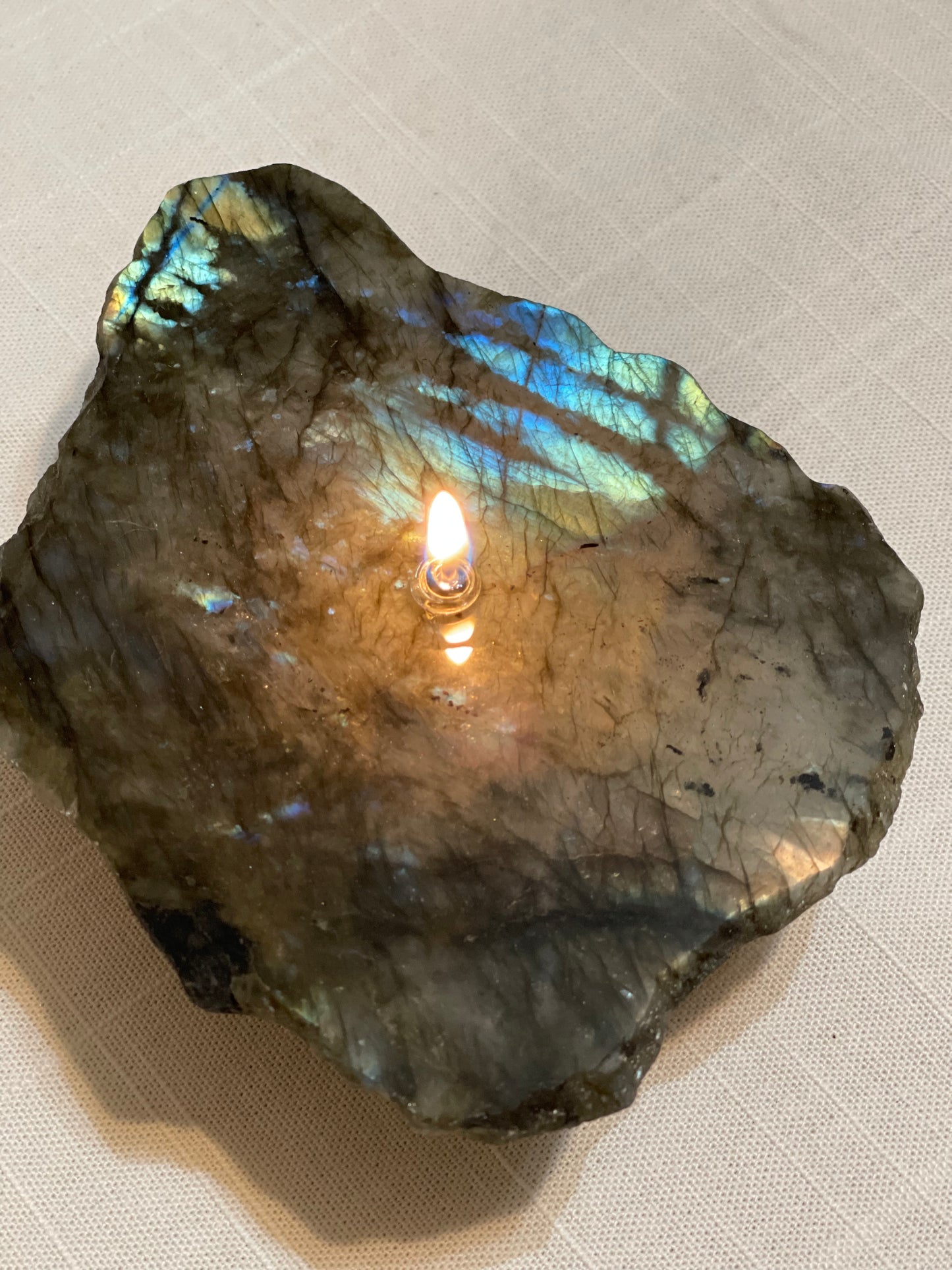 Fire Labradorite Slab Oil Candle