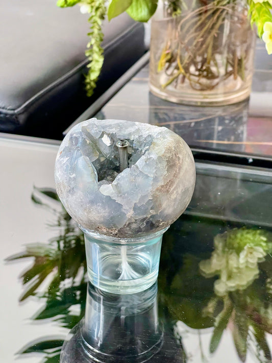 Celestite Sphere Oil Candle