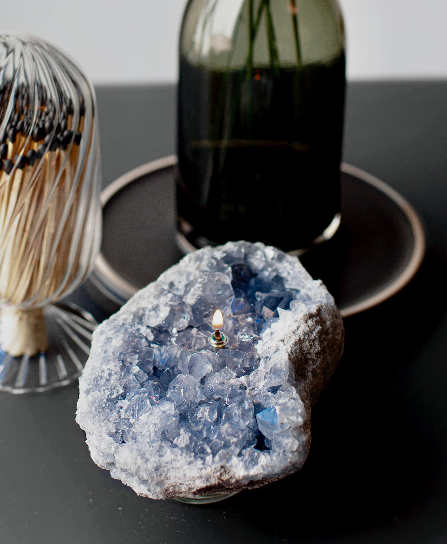 Celestite Cluster Oil Candle