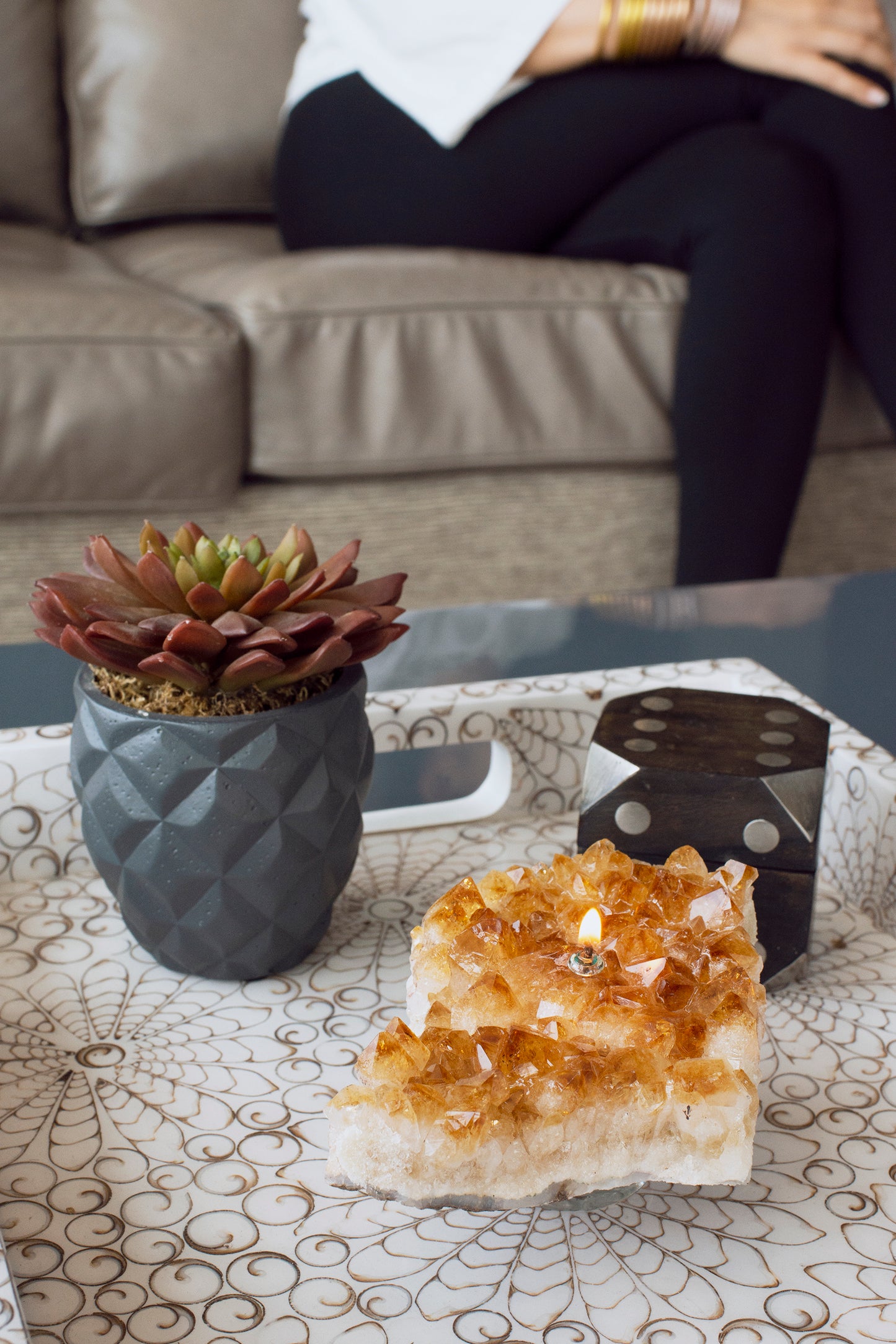 Citrine Cluster Oil Candle